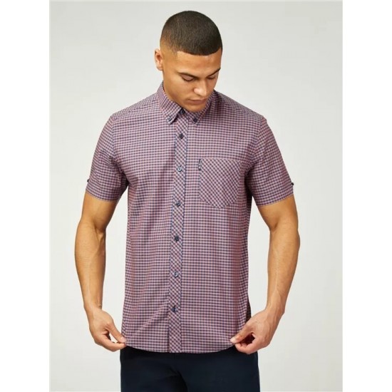 Ben Sherman Short Sleeve Check Shirt - Burnt Orange