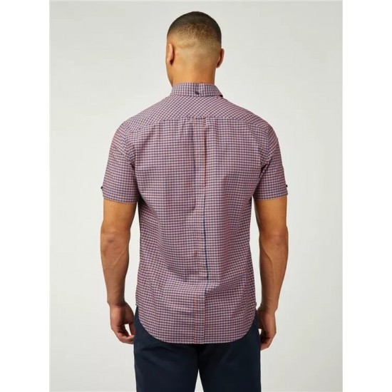 Ben Sherman Short Sleeve Check Shirt - Burnt Orange