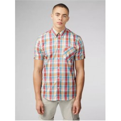 Ben Sherman Short Sleeve Gingham Check Shirt - Kingfisher