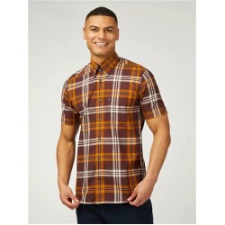 Ben Sherman Short Sleeve Check Shirt - Wine