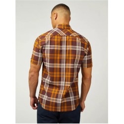 Ben Sherman Short Sleeve Check Shirt - Wine