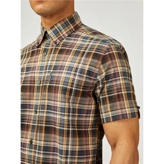 Ben Sherman Short Sleeve Check Shirt - Sea