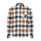 Blend Long Sleeve Cotton Shirt - Brown/Navy/Cream