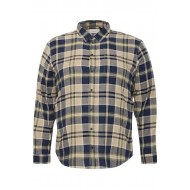 Blend Long Sleeve Cotton Shirt - Navy/Green/Stone