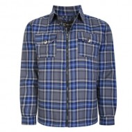 Kam Sherpa Lined Check Long Sleeve Shirt - Blue